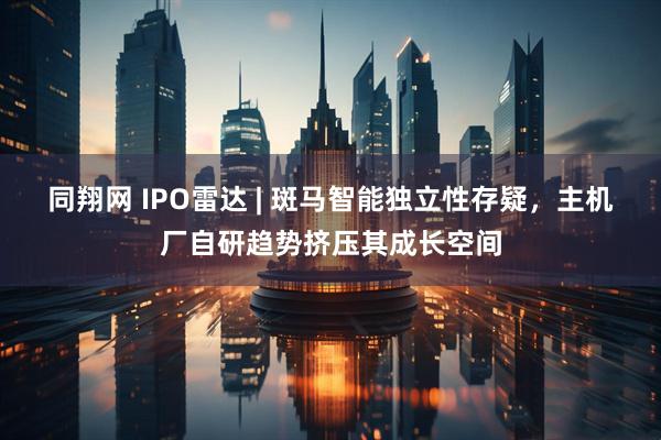 同翔网 IPO雷达 | 斑马智能独立性存疑,主机厂自研趋势挤压其成长空间